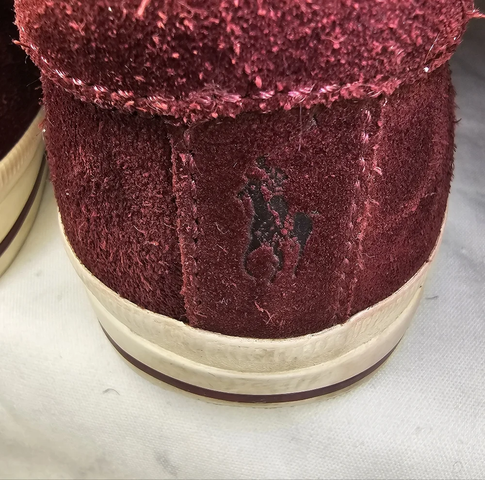 Polo Ralph Lauren Vaughn Shoes - Men's Size 10 - Burgundy Suede Slip-On Sneakers